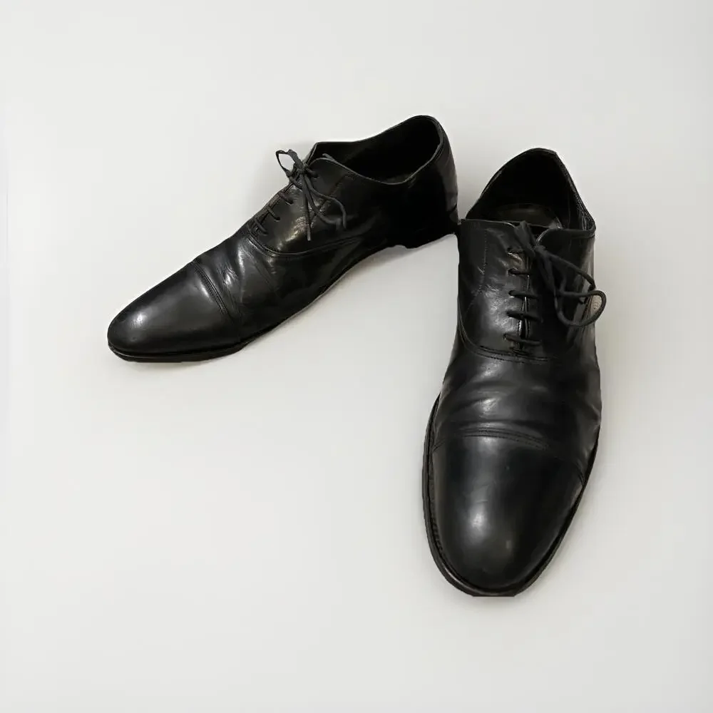 TO BOOT NEW YORK MENS BLACK LEATHER OXFORD SIZE 13 MADE IN ITALY GOOD COND!